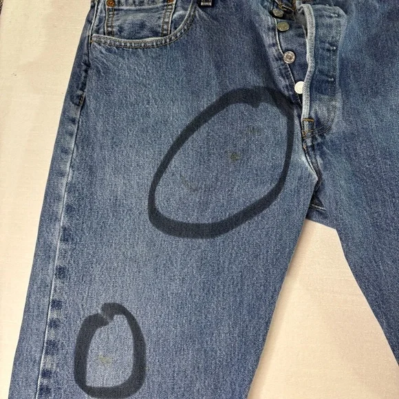 Levis 501 Jeans Mens 38x32 Blue Button Fly Straight Leg - Picture 8 of 9